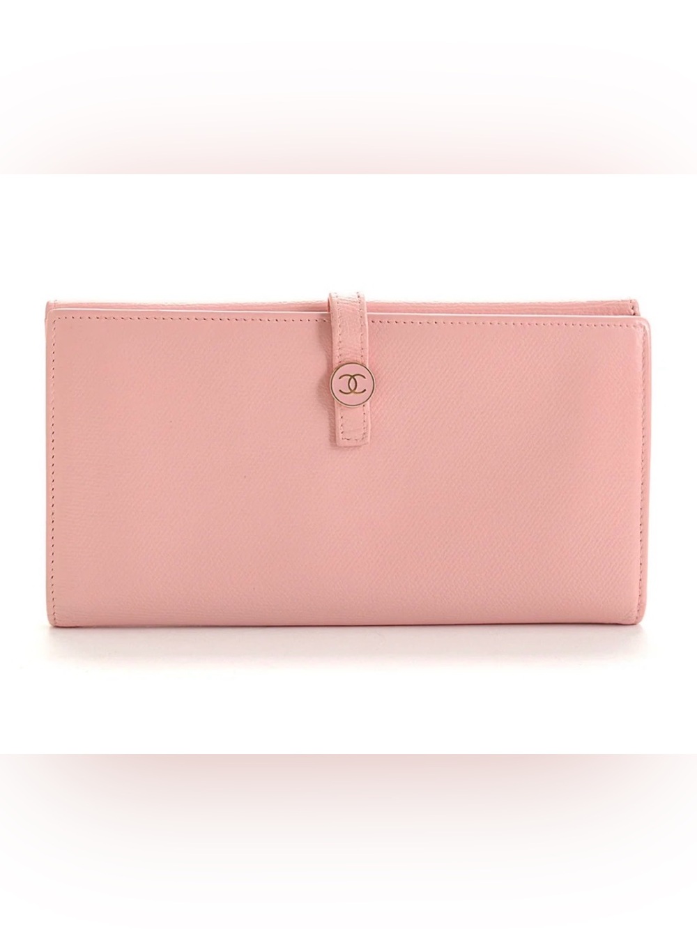 Chanel Pink/Peach Grained Leather Checkbook Wallet
